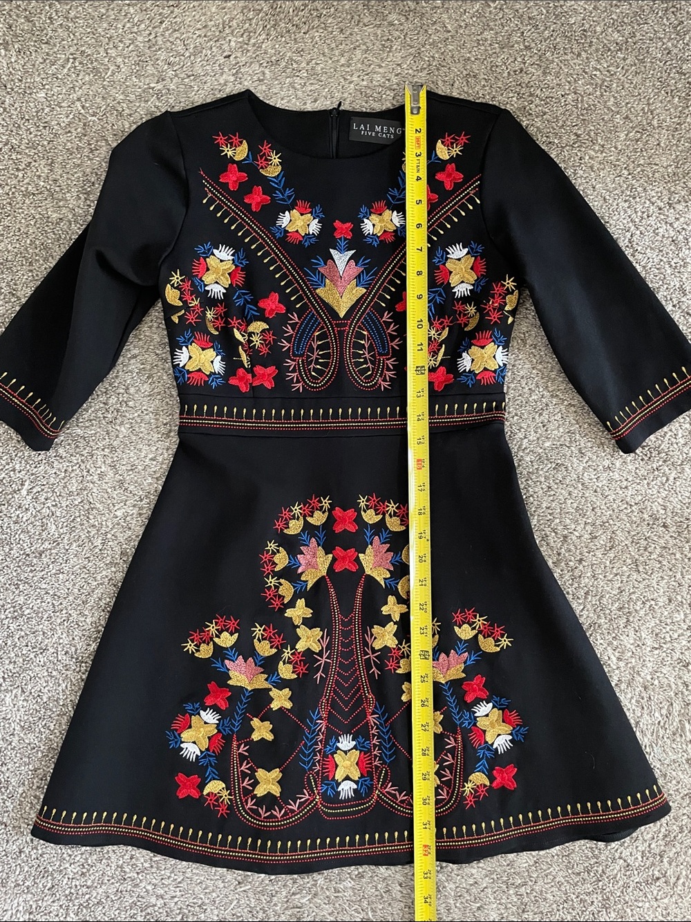 Lai Meng Black Embroidered Half-Sleeve Dress - Picture 10 of 10